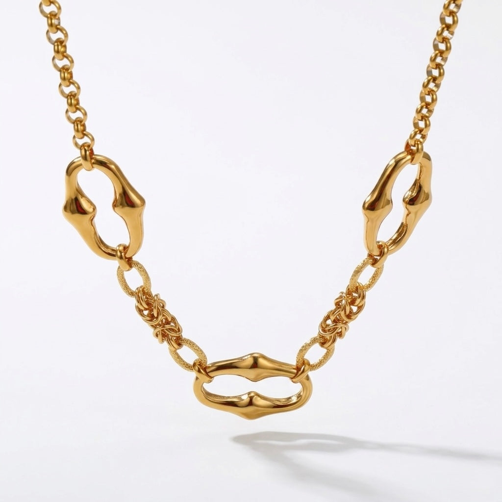 Sculpted Link Statement Necklace